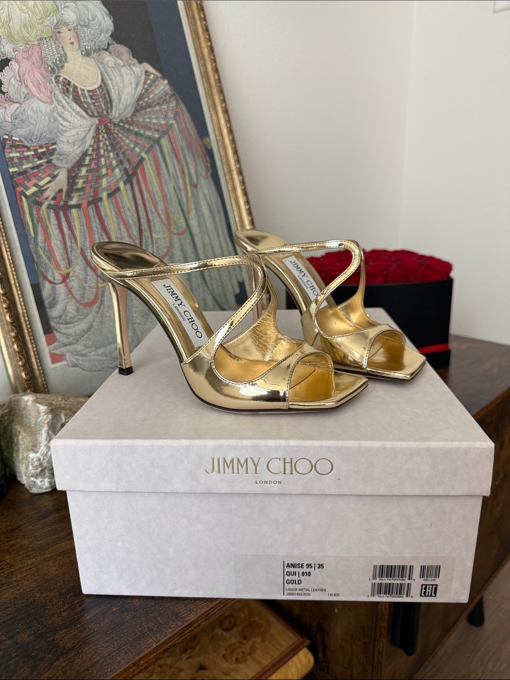 Jimmy Choo Gold Logo on Light Cream Wall Art